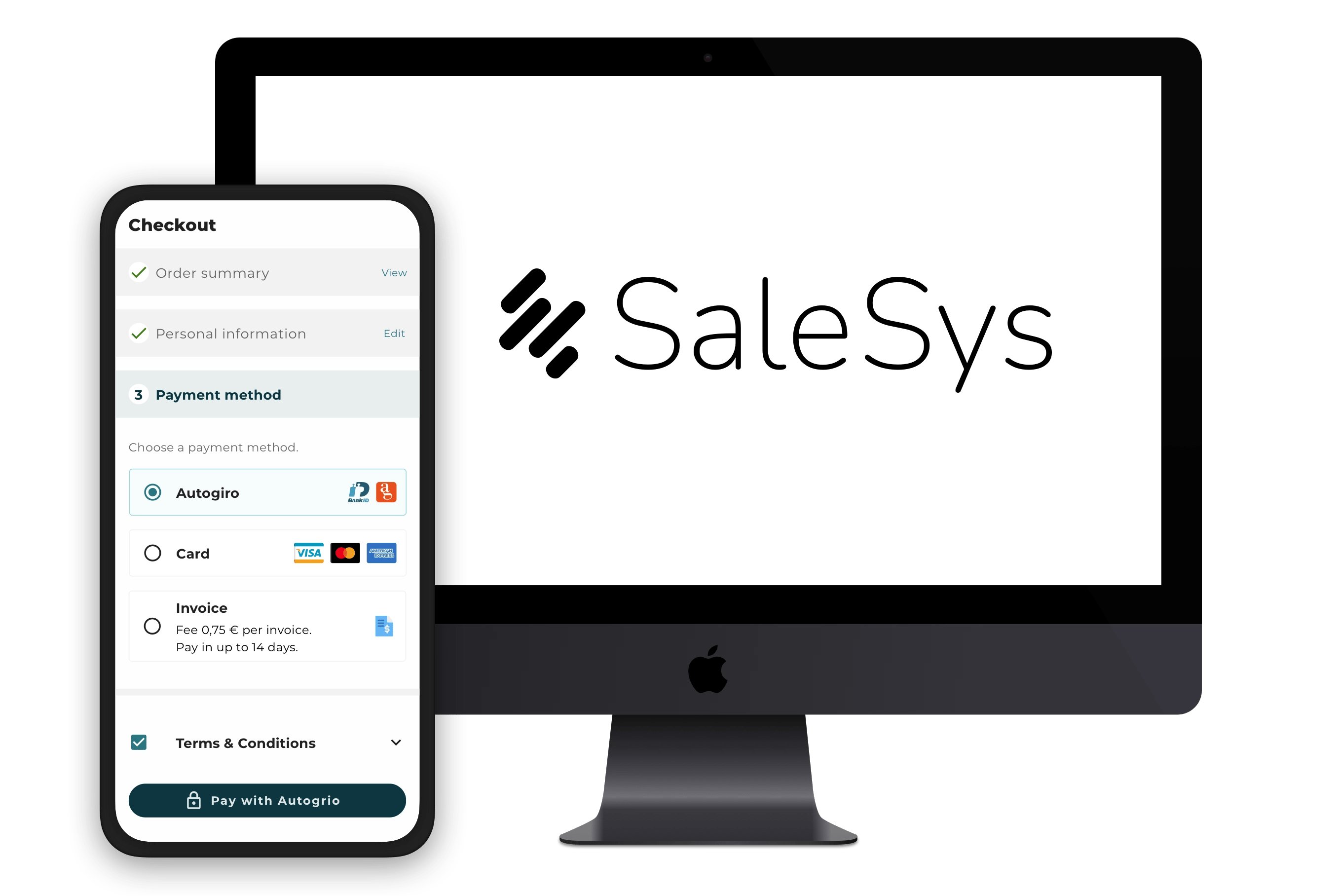 SaleSys screen and payment methods mobile - iMac@2x
